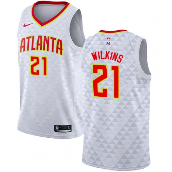 Men's Nike Atlanta Hawks 21 Dominique Wilkins Authentic White NBA Jersey - Association Edition