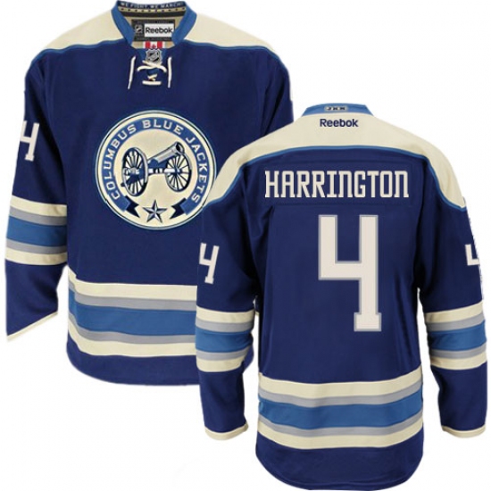 Men's Reebok Columbus Blue Jackets 4 Scott Harrington Authentic Navy Blue Third NHL Jersey