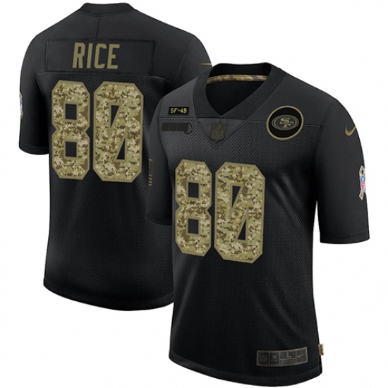 Men's San Francisco 49ers 80 Jerry Rice Camo 2020 Salute To Service Limited Jersey
