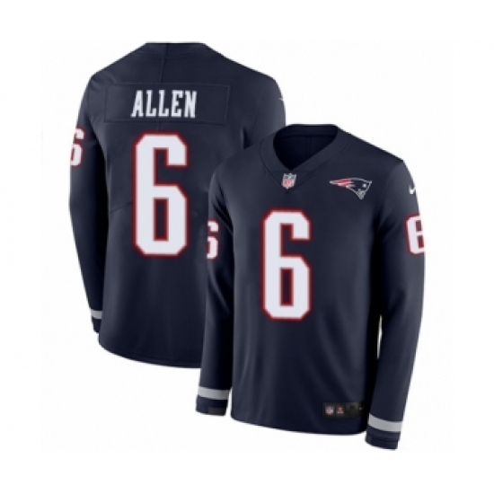 Youth Nike New England Patriots 6 Ryan Allen Limited Navy Blue Therma Long Sleeve NFL Jersey