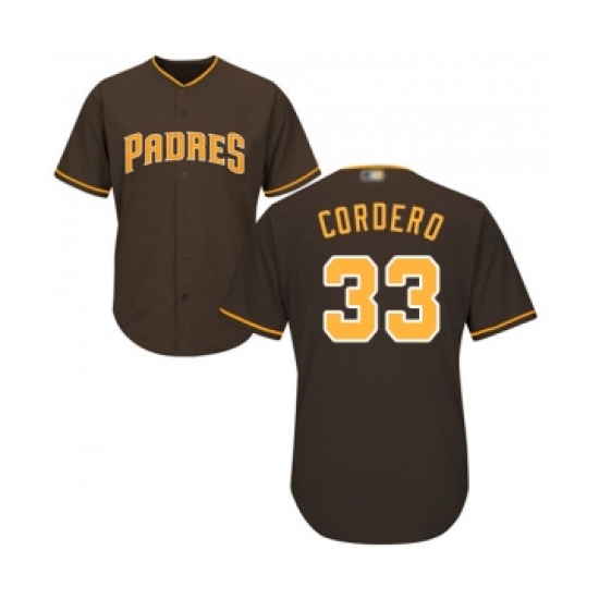 Men's San Diego Padres 33 Franchy Cordero Replica Brown Alternate Cool Base Baseball Jersey