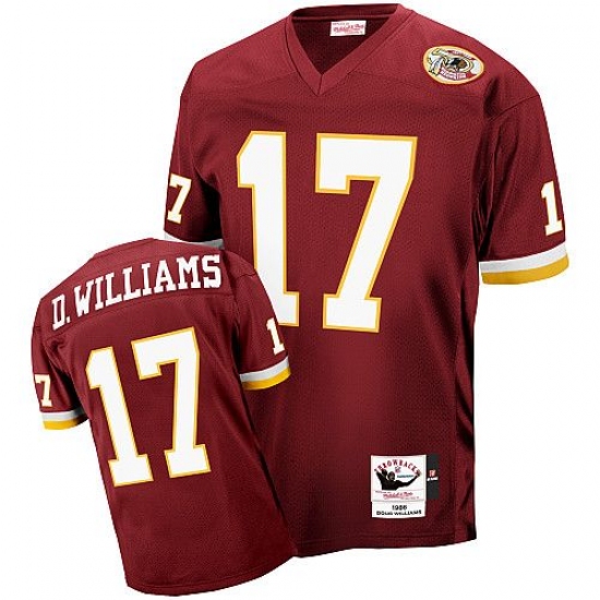 Mitchell and Ness Washington Redskins 17 Doug Williams Red With 50TH Patch Authentic Throwback NFL Jersey