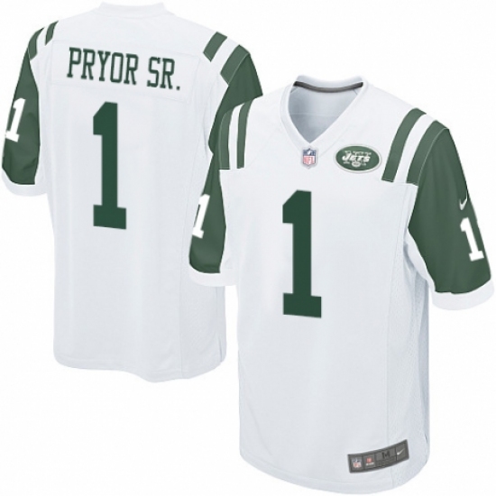 Men's Nike New York Jets 1 Terrelle Pryor Sr. Game White NFL Jersey