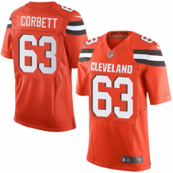 Men's Nike Cleveland Browns 63 Austin Corbett Elite Orange Alternate NFL Jersey