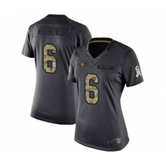 Women's San Francisco 49ers 6 Mitch Wishnowsky Limited Black 2016 Salute to Service Football Jersey