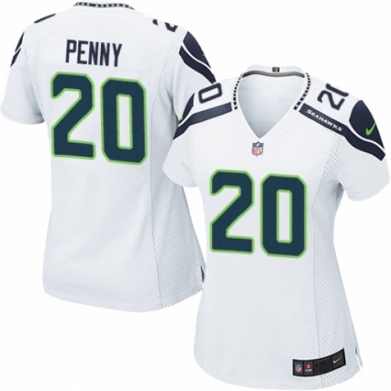 Women's Nike Seattle Seahawks 20 Rashaad Penny Game White NFL Jersey