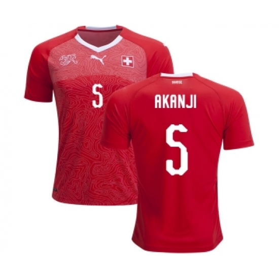 Switzerland 5 Akanji Home Soccer Country Jersey