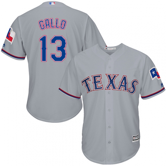 Youth Majestic Texas Rangers 13 Joey Gallo Authentic Grey Road Cool Base MLB Jersey