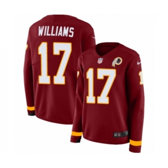 Women's Nike Washington Redskins 17 Doug Williams Limited Burgundy Therma Long Sleeve NFL Jersey