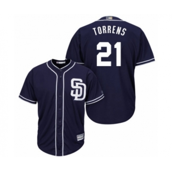 Youth San Diego Padres 21 Luis Torrens Authentic Navy Blue Alternate 1 Cool Base Baseball Player Jersey