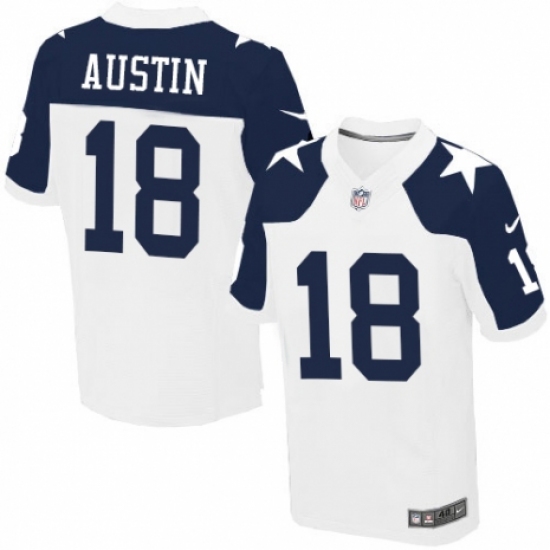 Men's Nike Dallas Cowboys 18 Tavon Austin Elite White Throwback Alternate NFL Jersey