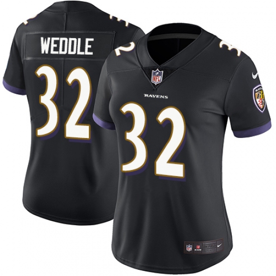 Women's Nike Baltimore Ravens 32 Eric Weddle Black Alternate Vapor Untouchable Limited Player NFL Jersey