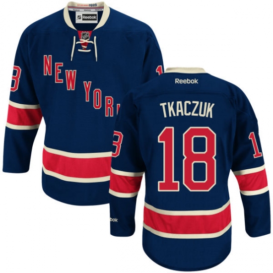 Men's Reebok New York Rangers 18 Walt Tkaczuk Authentic Navy Blue Third NHL Jersey