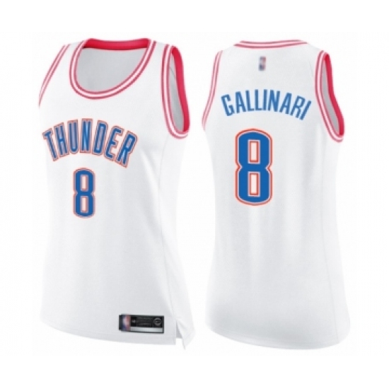 Women's Oklahoma City Thunder 8 Danilo Gallinari Swingman White Pink Fashion Basketball Jersey