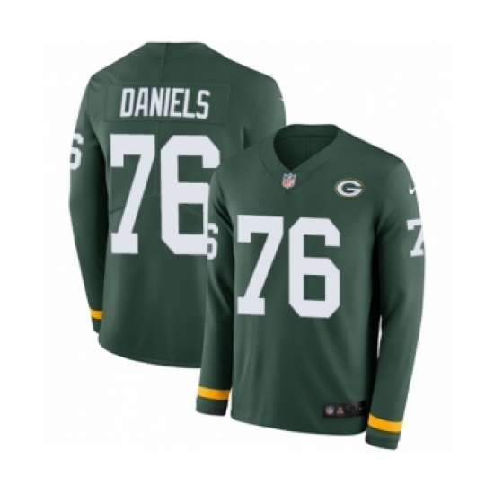 Men's Nike Green Bay Packers 76 Mike Daniels Limited Green Therma Long Sleeve NFL Jersey