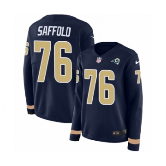 Women's Nike Los Angeles Rams 76 Rodger Saffold Limited Navy Blue Therma Long Sleeve NFL Jersey