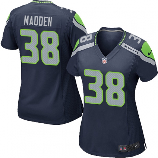 Women's Nike Seattle Seahawks 38 Tre Madden Game Navy Blue Team Color NFL Jersey