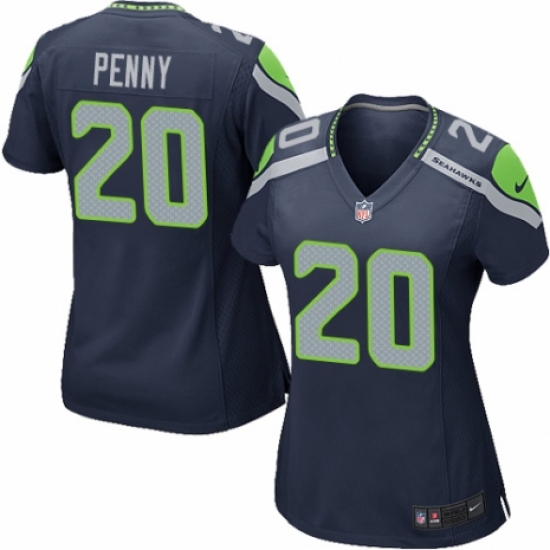 Women's Nike Seattle Seahawks 20 Rashaad Penny Game Navy Blue Team Color NFL Jersey