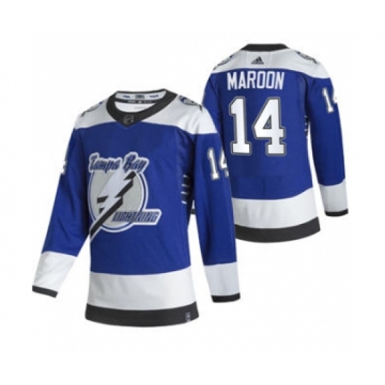 Men's Tampa Bay Lightning 14 Patrick Maroon Blue 2020-21 Reverse Retro Alternate Hockey Jersey