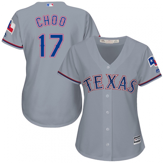 Women's Majestic Texas Rangers 17 Shin-Soo Choo Authentic Grey Road Cool Base MLB Jersey