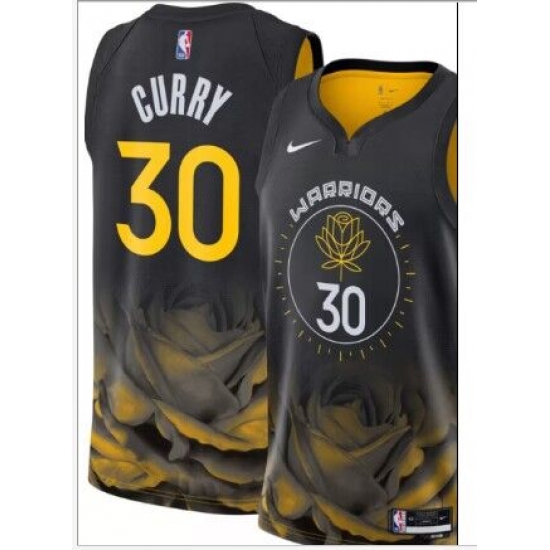 Men's Golden State Warriors 30 Stephen Curry Black 2022-23 Stitched Basketball Jersey