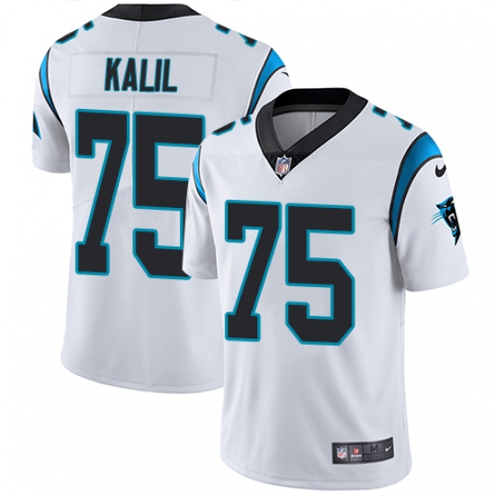 Men's Nike Carolina Panthers 75 Matt Kalil White Vapor Untouchable Limited Player NFL Jersey