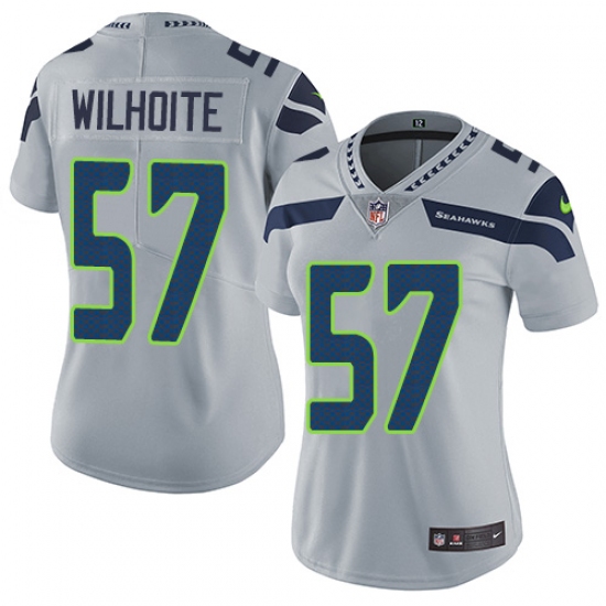 Women's Nike Seattle Seahawks 57 Michael Wilhoite Elite Grey Alternate NFL Jersey