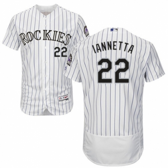 Men's Majestic Colorado Rockies 22 Chris Iannetta White Home Flex Base Authentic Collection MLB Jersey