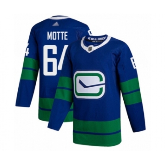 Men's Vancouver Canucks 64 Tyler Motte Authentic Royal Blue Alternate Hockey Jersey