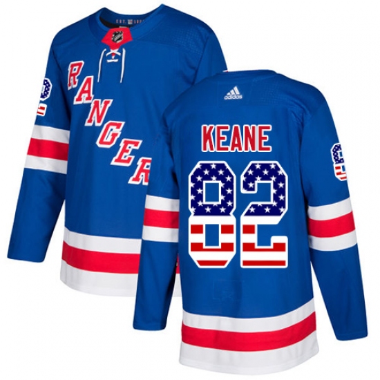 Youth Adidas New York Rangers 82 Joey Keane Authentic Royal Blue USA Flag Fashion NHL Jersey