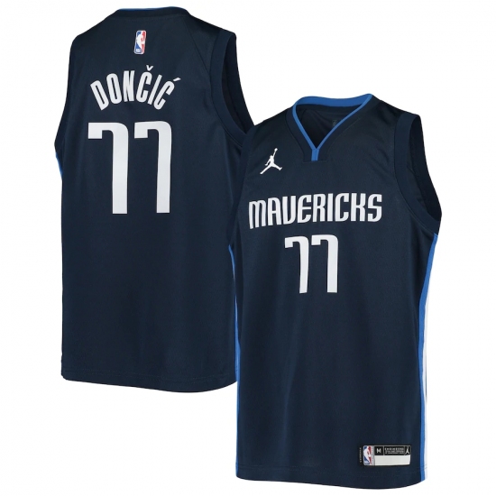 Youth Dallas Mavericks 77 Luka Doncic Jordan Brand Navy 2020-21 Swingman Player Jersey