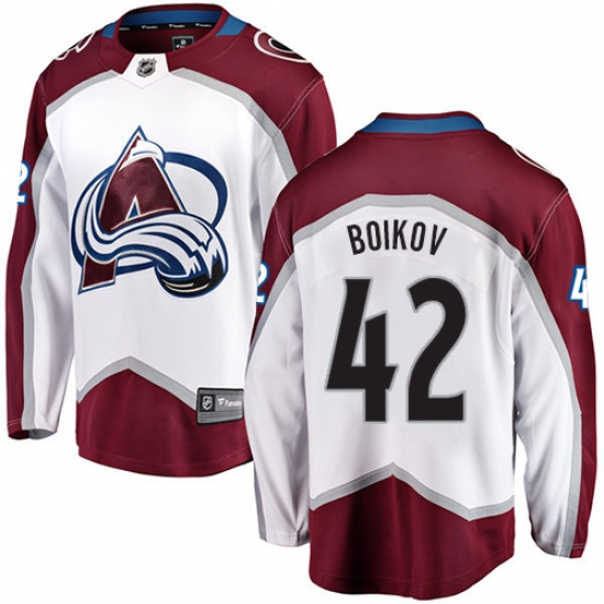 Men's Colorado Avalanche 42 Sergei Boikov Fanatics Branded White Away Breakaway NHL Jersey