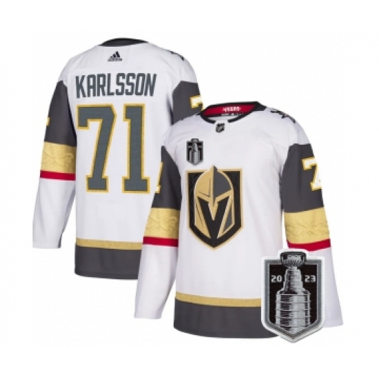 Men's Vegas Golden Knights 71 William Karlsson White 2023 Stanley Cup Final Stitched Jersey