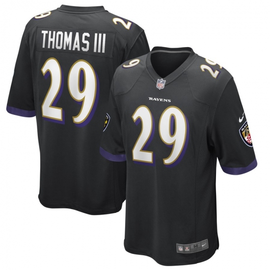 Men's Baltimore Ravens 29 Earl Thomas Nike Black Game Jersey