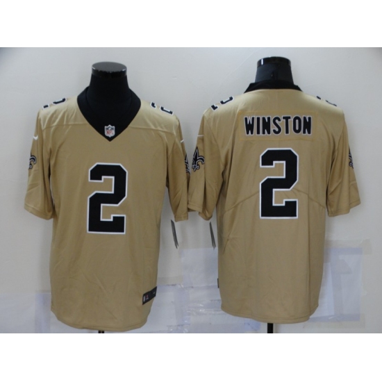 Men's New Orleans Saints 2 Jameis Winston Gold Limited Jersey