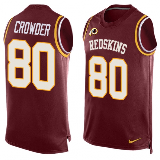 Men's Nike Washington Redskins 80 Jamison Crowder Limited Red Player Name & Number Tank Top NFL Jersey