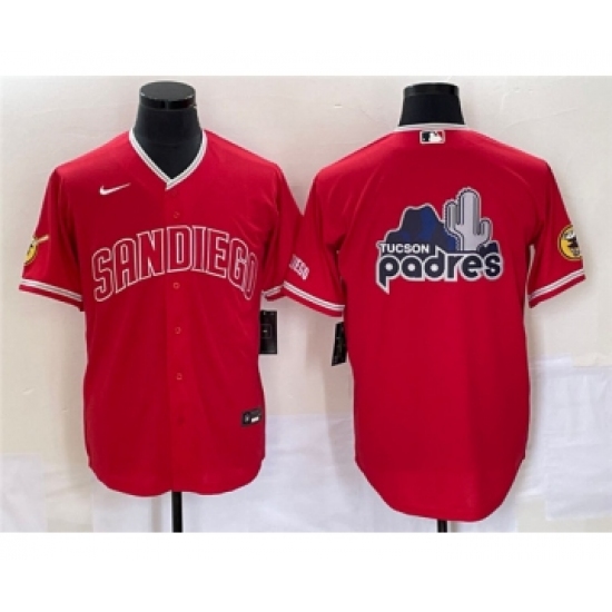 Men's San Diego Padres Red Team Big Logo Cool Base Stitched Baseball Jersey 1