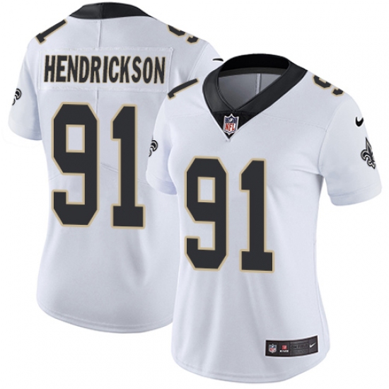 Women's Nike New Orleans Saints 91 Trey Hendrickson Elite White NFL Jersey