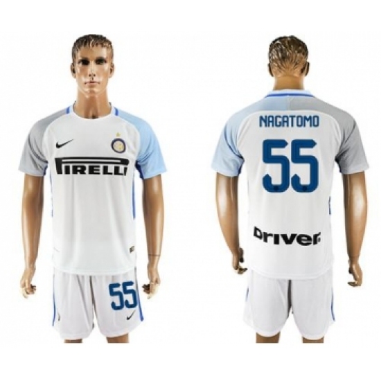 Inter Milan 55 Nagatomo White Away Soccer Club Jersey