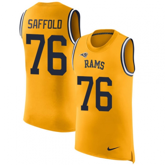 Men's Nike Los Angeles Rams 76 Rodger Saffold Limited Gold Rush Player Name & Number Tank Top NFL Jersey