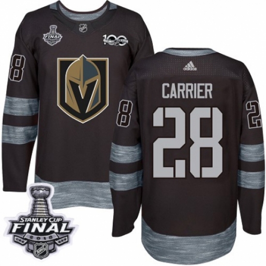 Men's Adidas Vegas Golden Knights 28 William Carrier Authentic Black 1917-2017 100th Anniversary 2018 Stanley Cup Final NHL Jersey