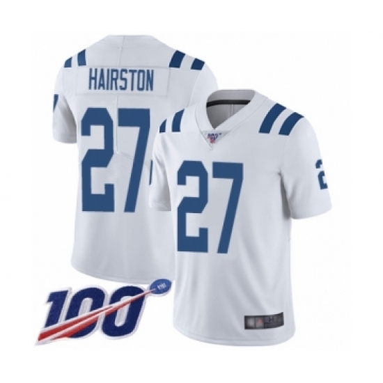 Men's Indianapolis Colts 27 Nate Hairston White Vapor Untouchable Limited Player 100th Season Football Jersey