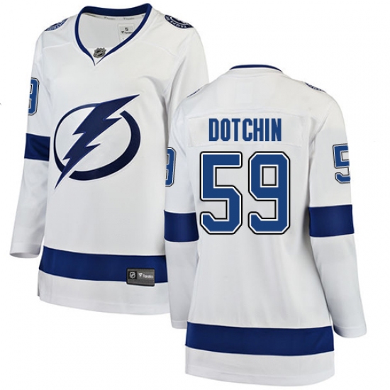 Women's Tampa Bay Lightning 59 Jake Dotchin Fanatics Branded White Away Breakaway NHL Jersey