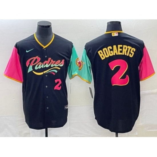 Men's San Diego Padres 2 Xander Bogaerts Number 2022 Black City Connect Cool Base Stitched Jersey