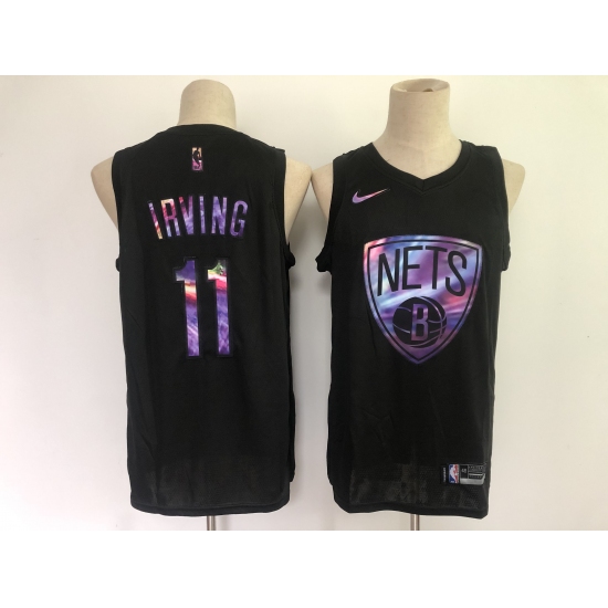 Men's Brooklyn Nets 11 Kyrie Irving Black Iridescent Holographic 2021 Jersey