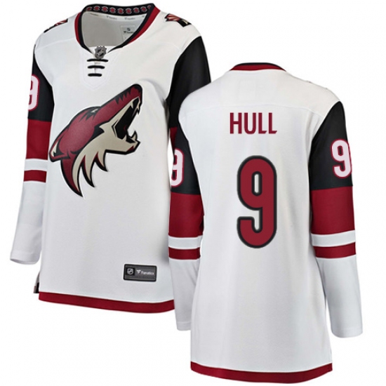 Women's Arizona Coyotes 9 Bobby Hull Authentic White Away Fanatics Branded Breakaway NHL Jersey