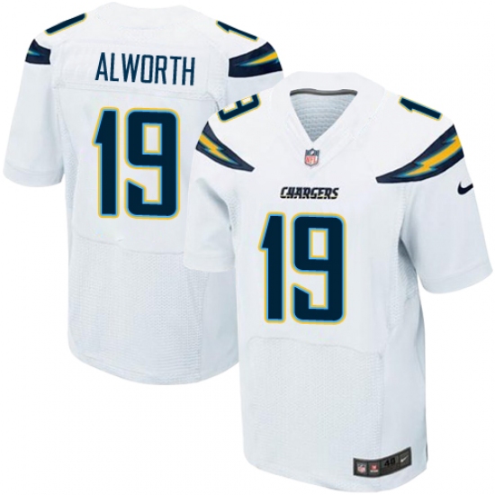 Men's Nike Los Angeles Chargers 19 Lance Alworth Elite White NFL Jersey