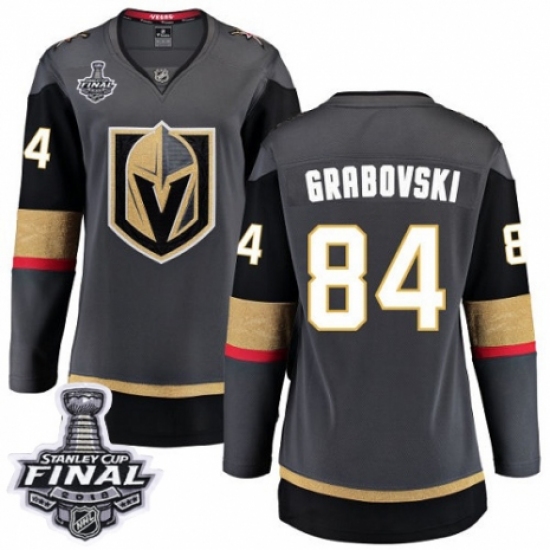 Women's Vegas Golden Knights 84 Mikhail Grabovski Authentic Black Home Fanatics Branded Breakaway 2018 Stanley Cup Final NHL Jersey