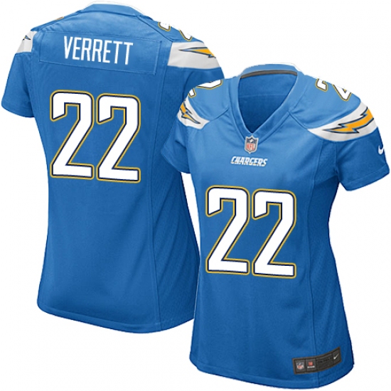 Women's Nike Los Angeles Chargers 22 Jason Verrett Game Electric Blue Alternate NFL Jersey