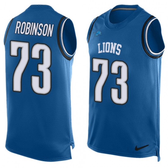 Men's Nike Detroit Lions 73 Greg Robinson Limited Light Blue Player Name & Number Tank Top NFL Jersey